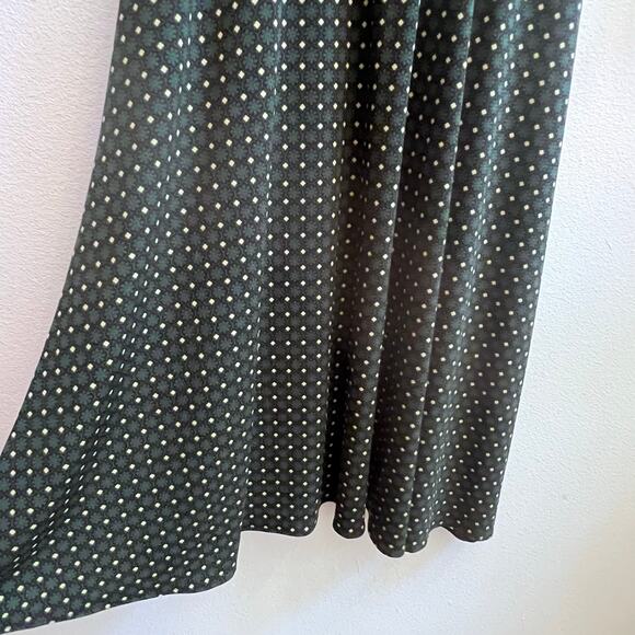 Maggy London V-Neck 1/4 Sleeve Geometric Green Yellow Print Mod Dress Size 10 - Picture 5 of 8